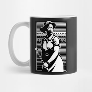 Woman Golfer Woodblock Print Mug